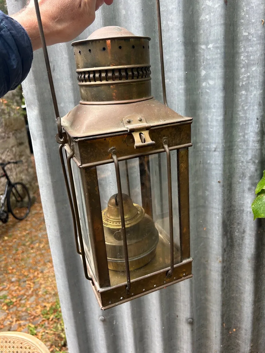 Vintage Brass Paraffin Carriage Lantern - Image 1