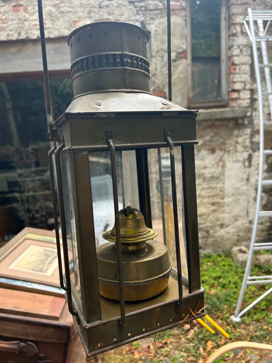 Vintage Brass Paraffin Carriage Lantern - Image 3
