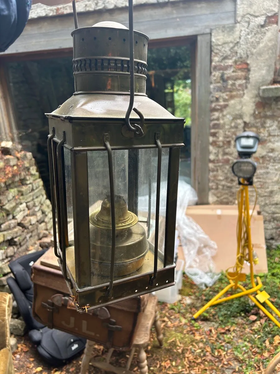 Vintage Brass Paraffin Carriage Lantern - Image 2