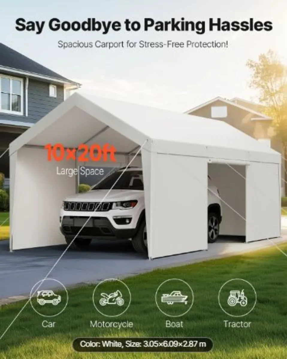 Carport, 10 x 20 FT OutdooFeatures & r Car Canopy - Image 3