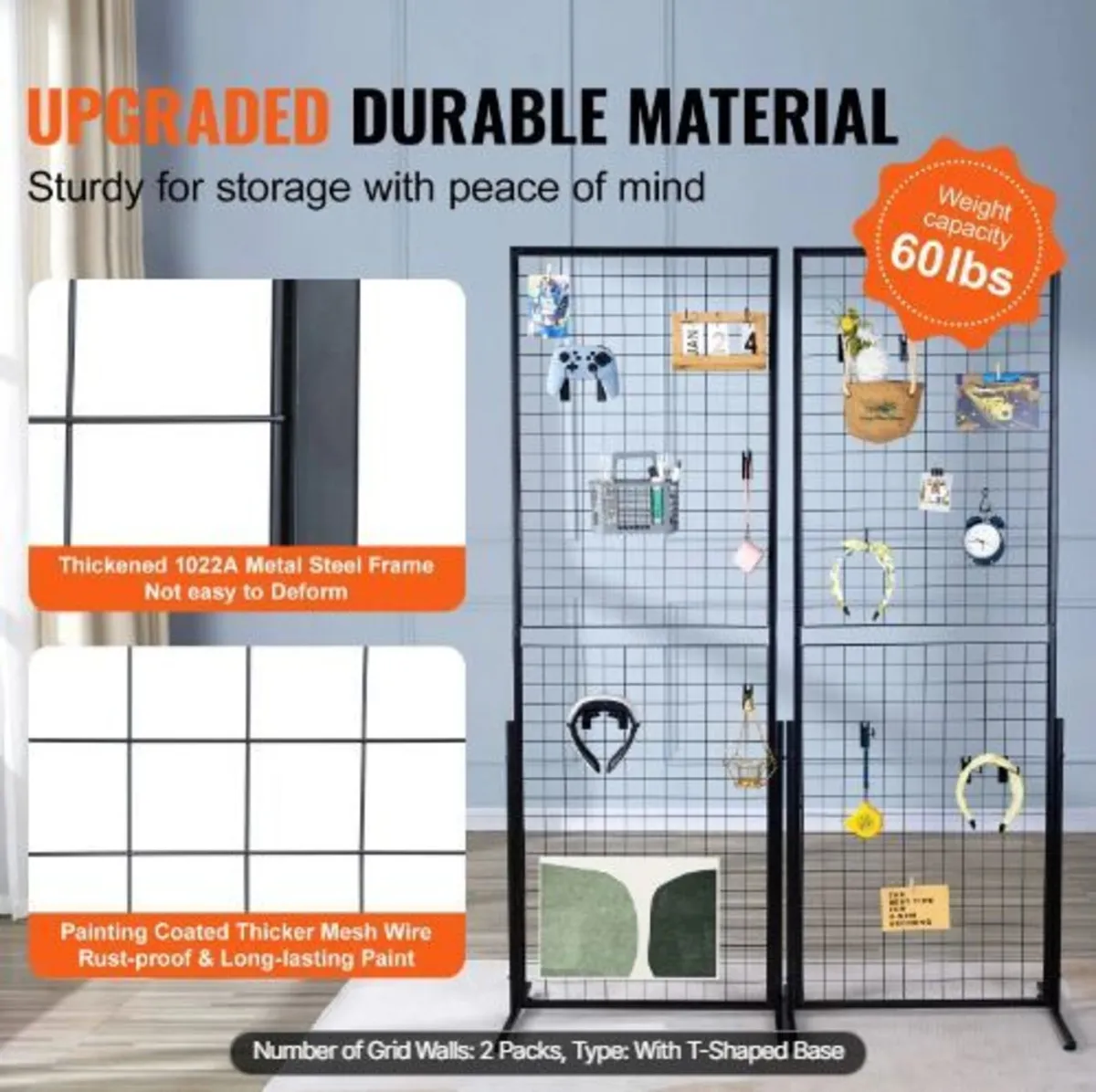 61 x170.7 cm Grid Wall Panels Tower, 2 Packs - Image 1