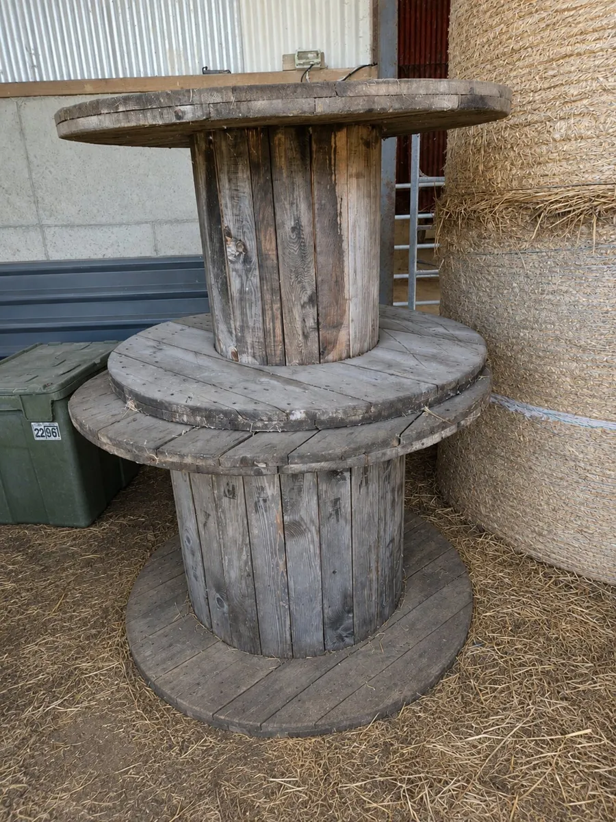 Pair of old wooden reels