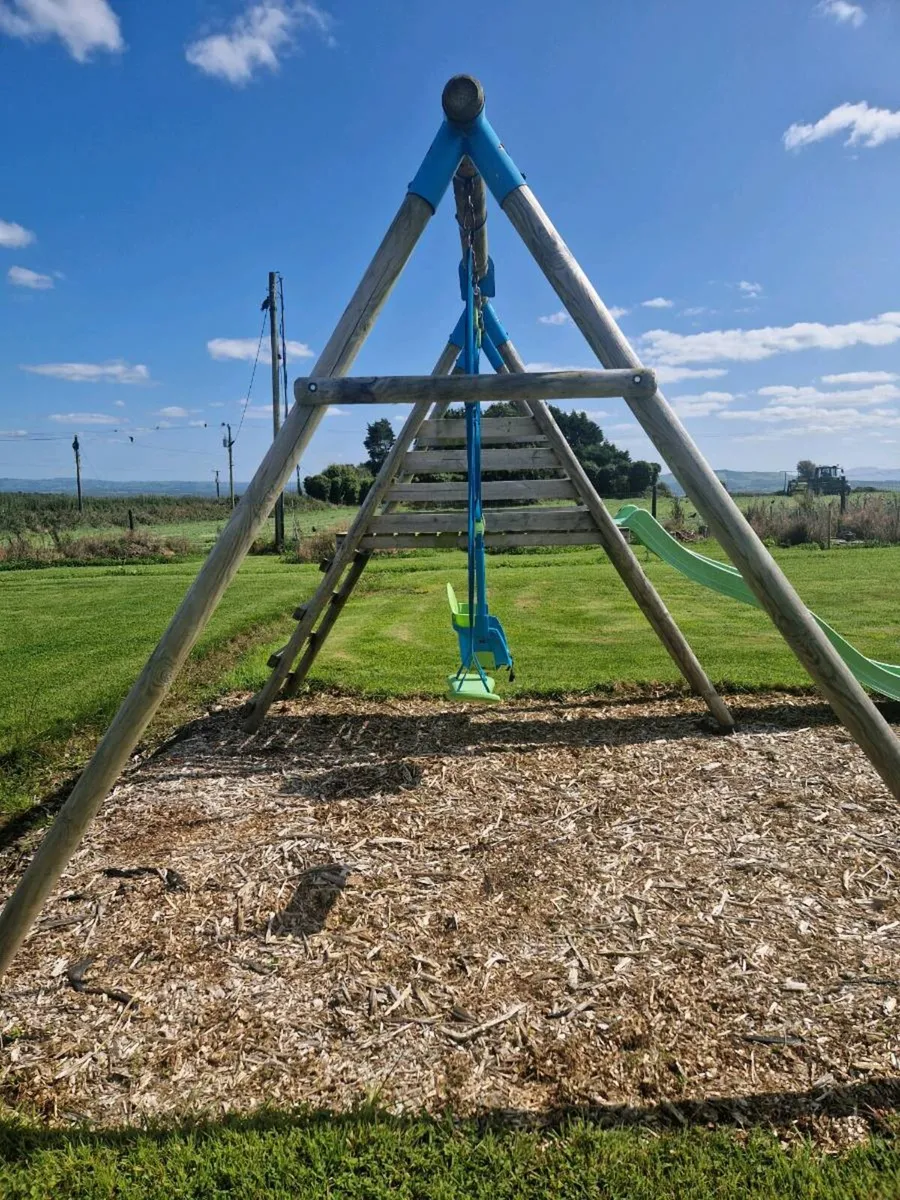 Wooden frame swing, slide and see saw set - Image 2