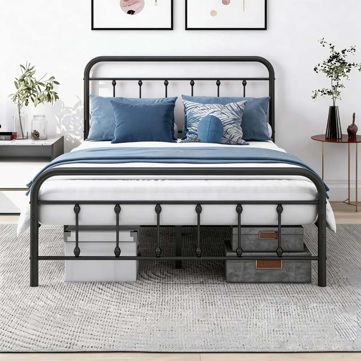 Bed Frame with Storage and Headboard Metal - Image 1