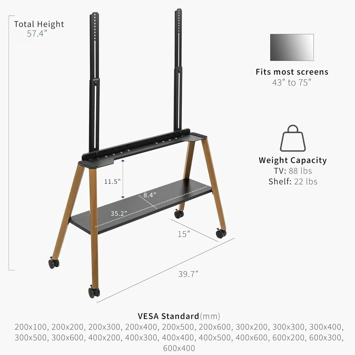 Rolling Artistic Easel 49 to 75 Inch LED - Image 4