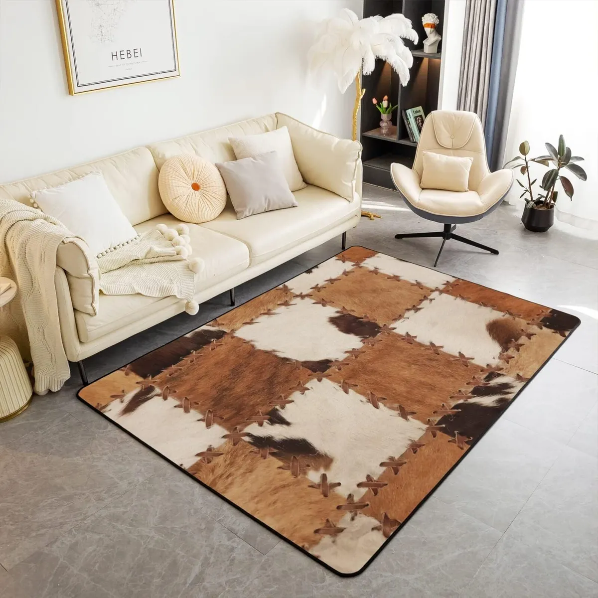 Cow Fur Area Rug Cowhide Decorative Home Decor - Image 1