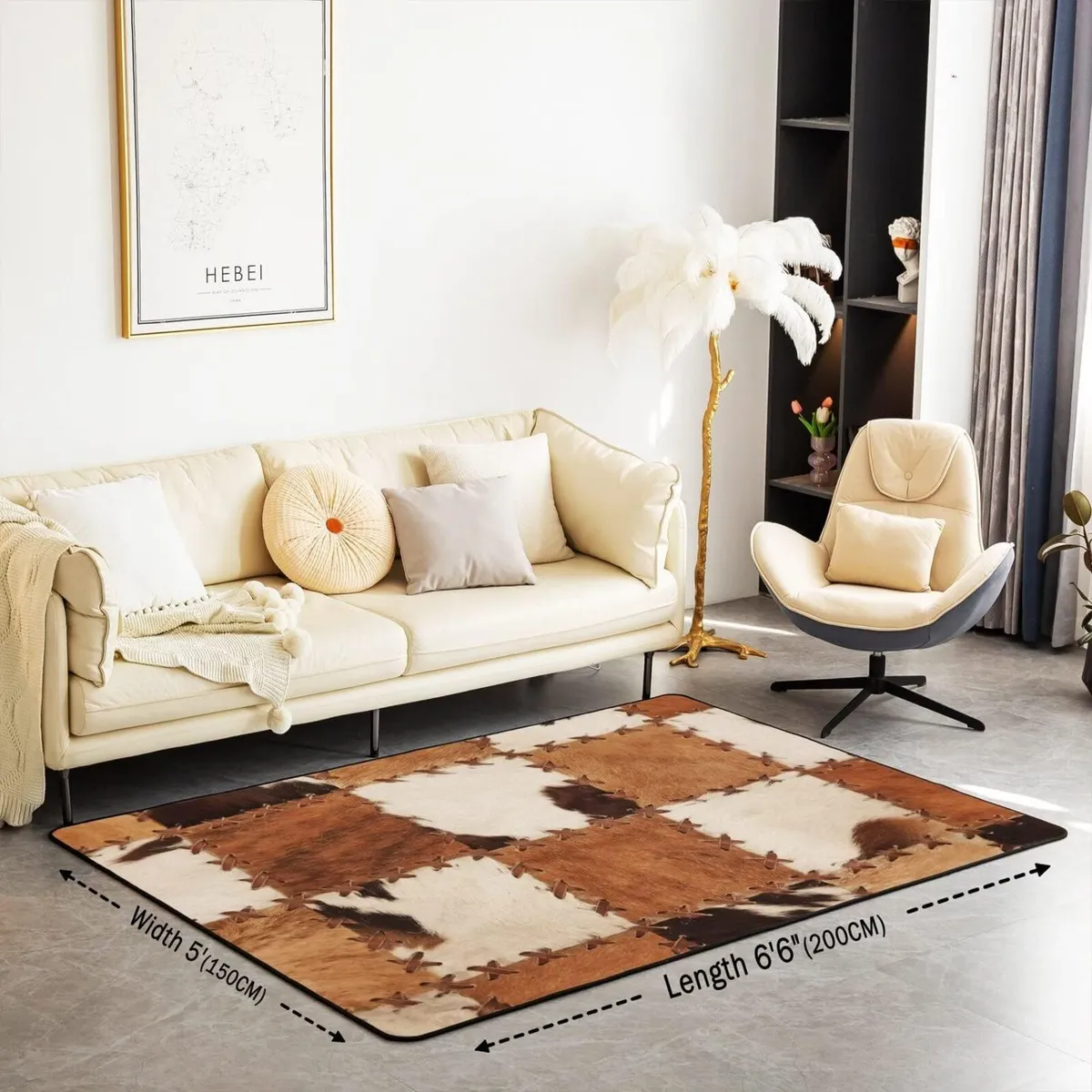 Cow Fur Area Rug Cowhide Decorative Home Decor - Image 2