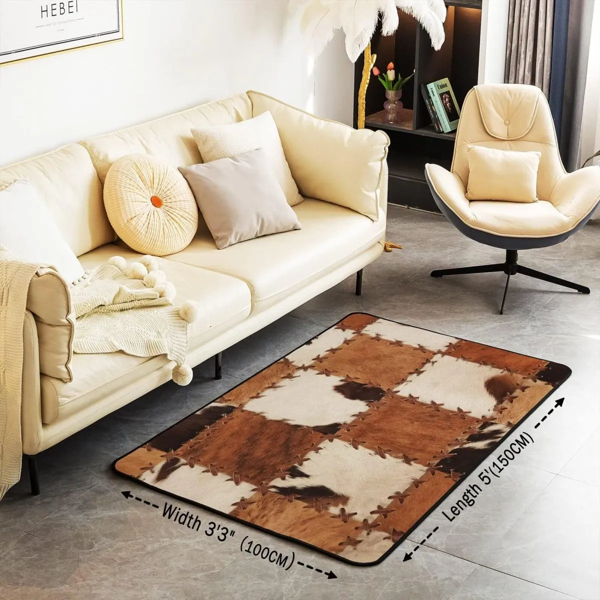 Cow Fur Area Rug Cowhide Decorative Home Decor - Image 3