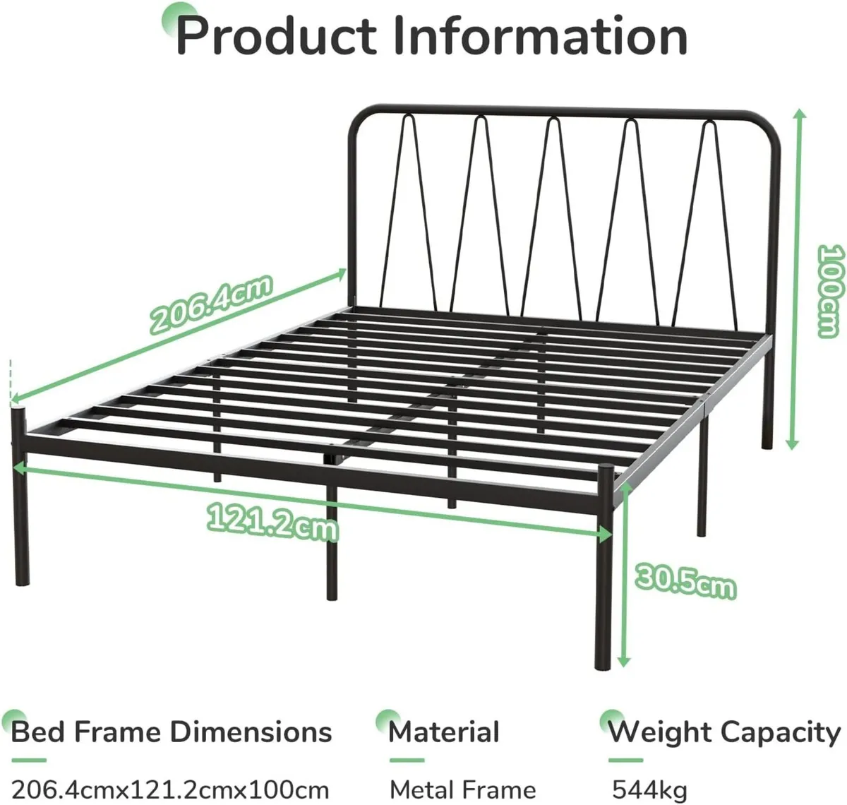Metal Bed Frame Platform with Headboard Steel - Image 2