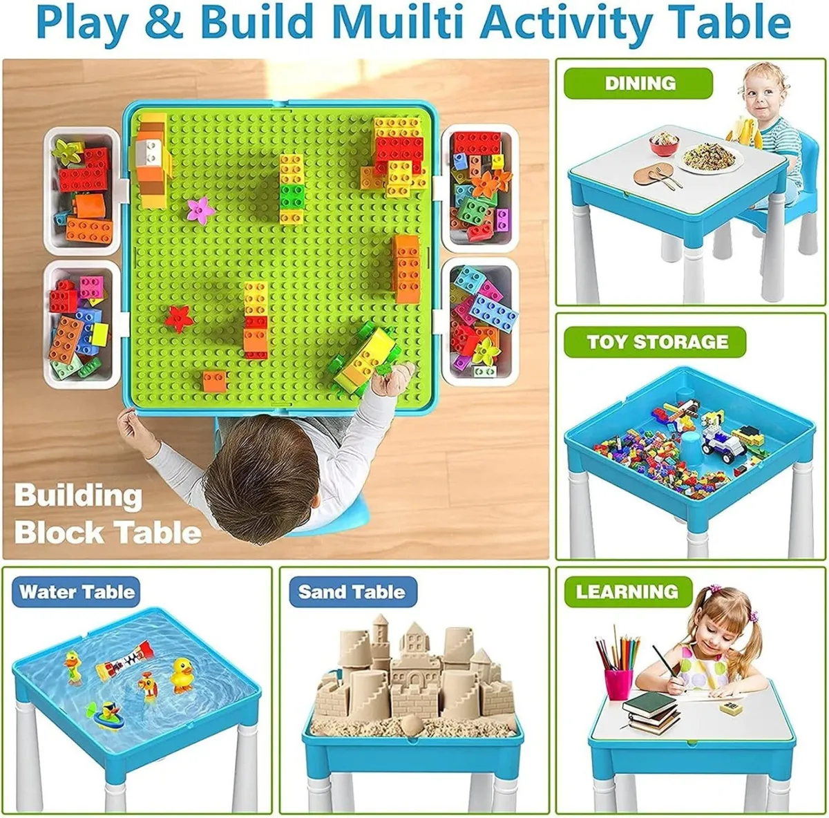 Kids 5-In-1 Multi-Activity Table and Chair Set - Image 3