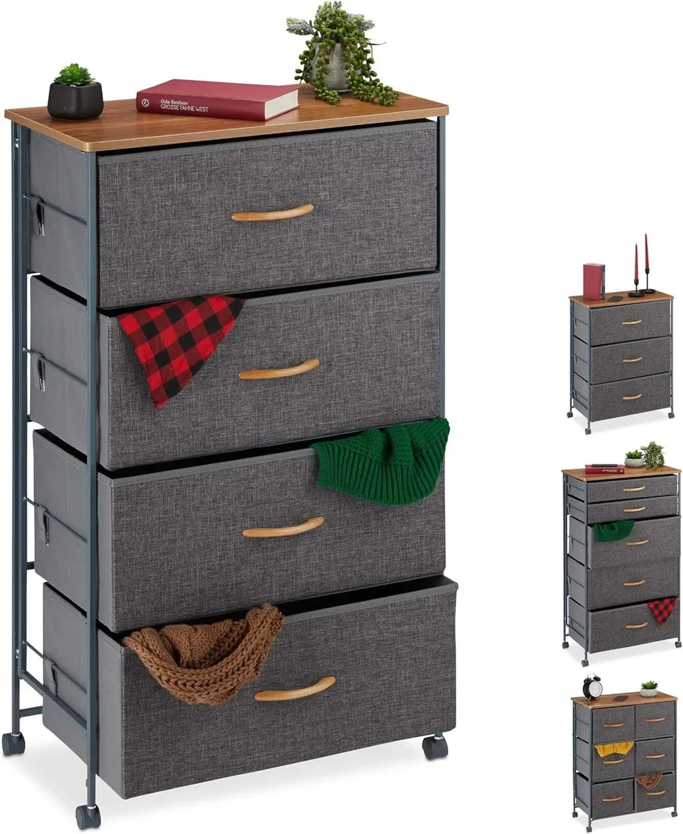Chest of Drawers on Castors 4 Fabric Decor - Image 1