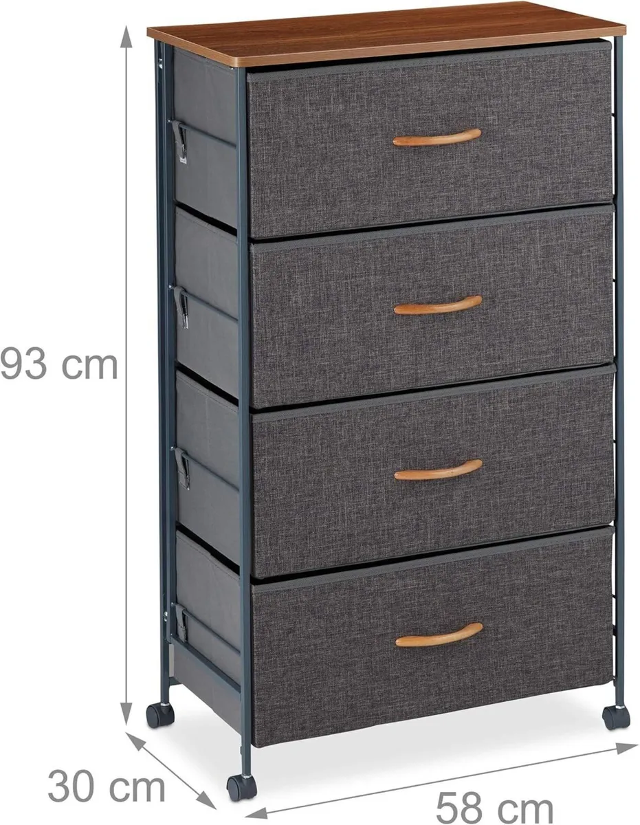 Chest of Drawers on Castors 4 Fabric Decor - Image 3