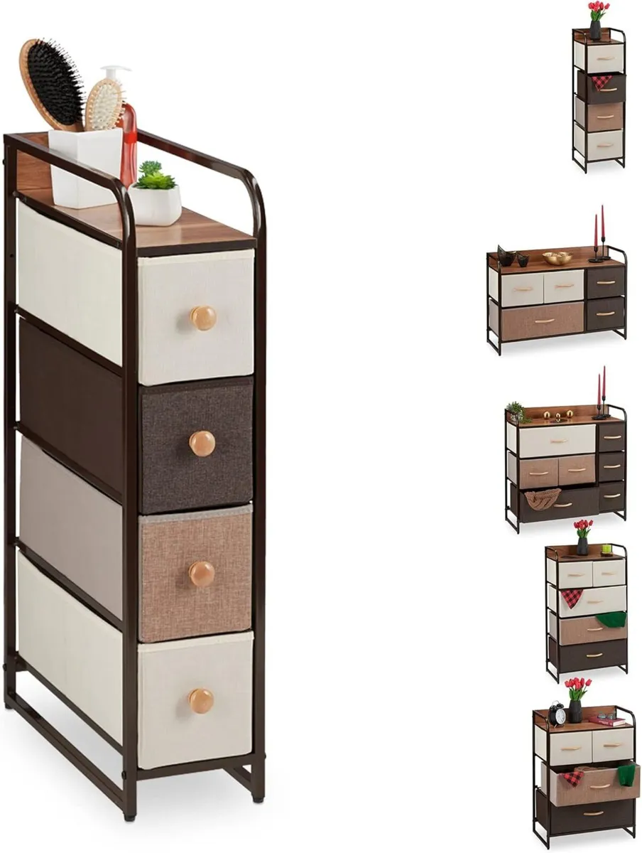 Dresser 4 Drawer Compartments with Shelf 4 Folding - Image 1