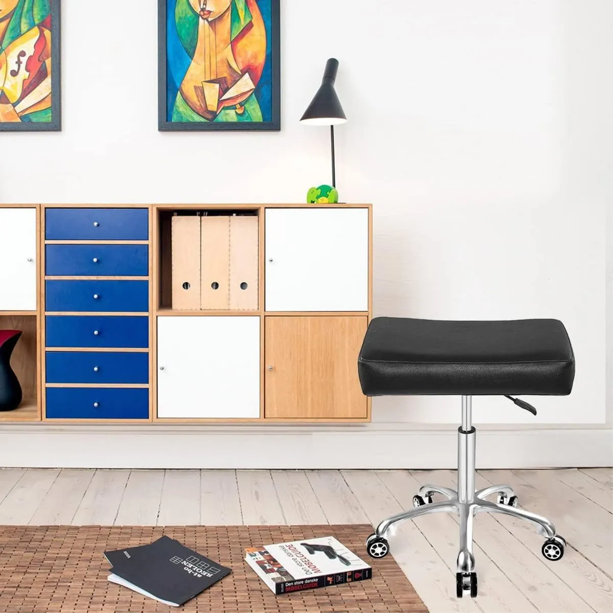 Adjustable Swivel Tall Metal Stool Chair - Image 2