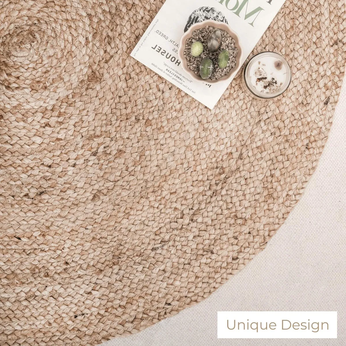 Natural Handwoven Jute Area Rug 152x244CM Oval - Image 3