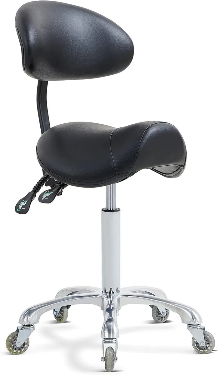 Ergonomic Saddle Stool Chair with Wheels - Image 1