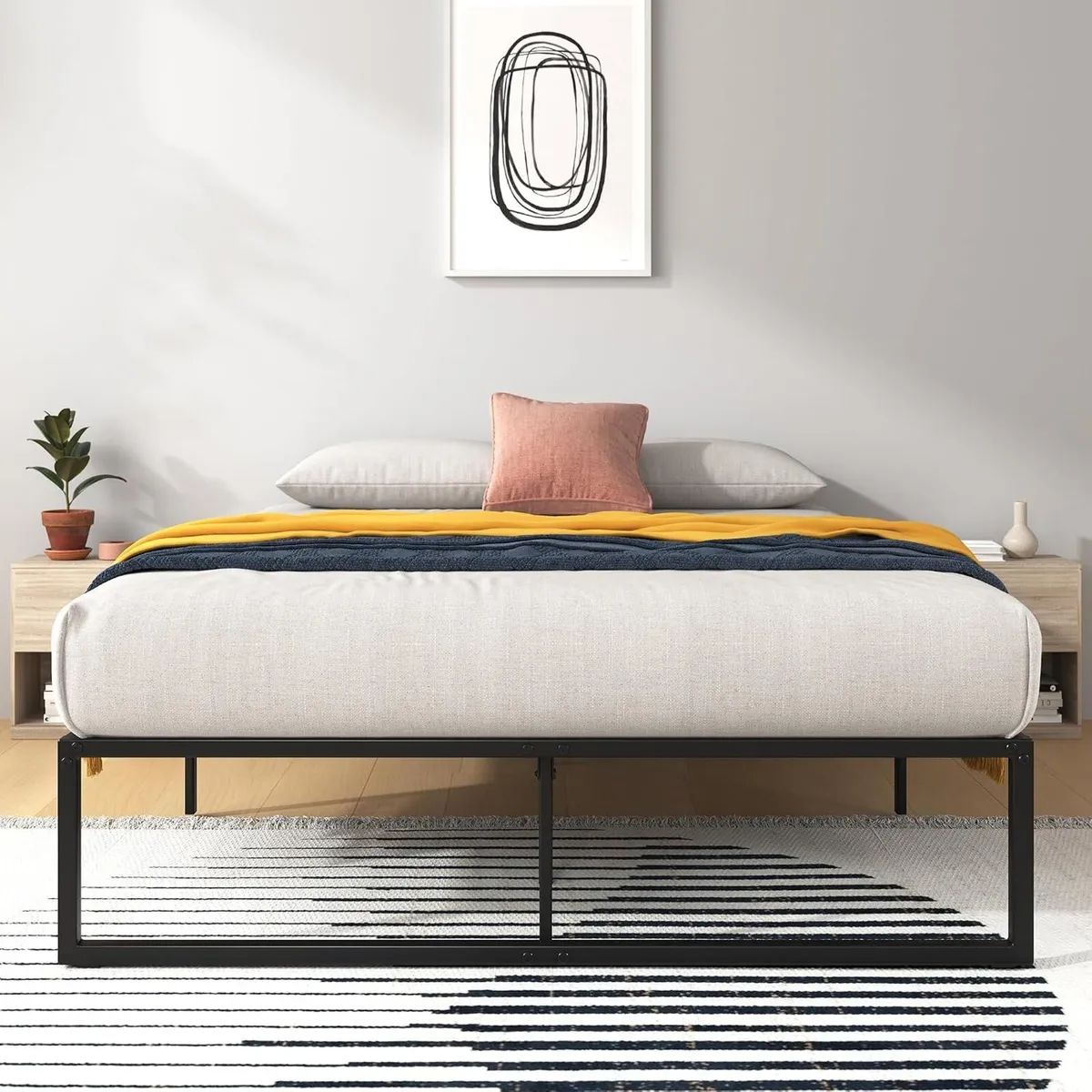 Bed Frame 14.2'' Height Metal Base with Steel - Image 1