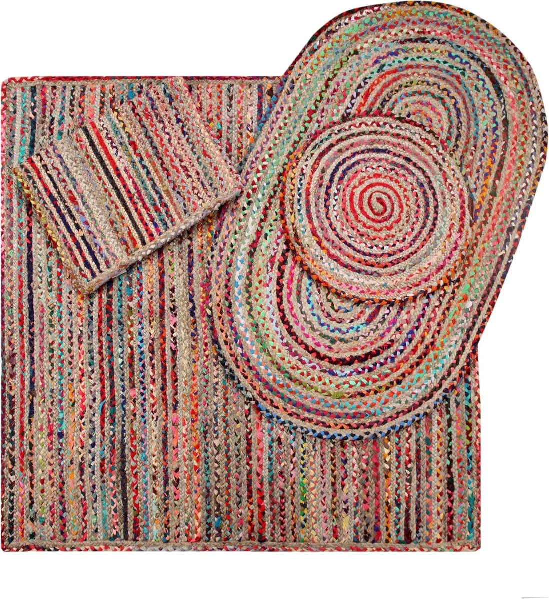 Mishran Eco Friendly Large Square Braided Rug Flat - Image 3