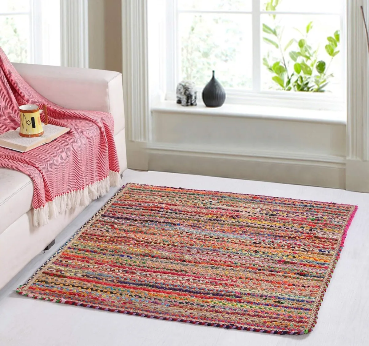 Mishran Eco Friendly Large Square Braided Rug Flat - Image 1