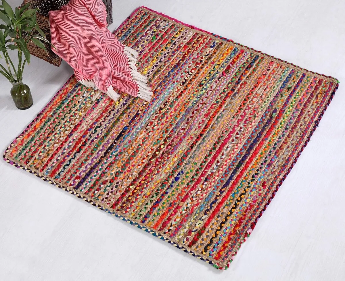 Mishran Eco Friendly Large Square Braided Rug Flat - Image 2