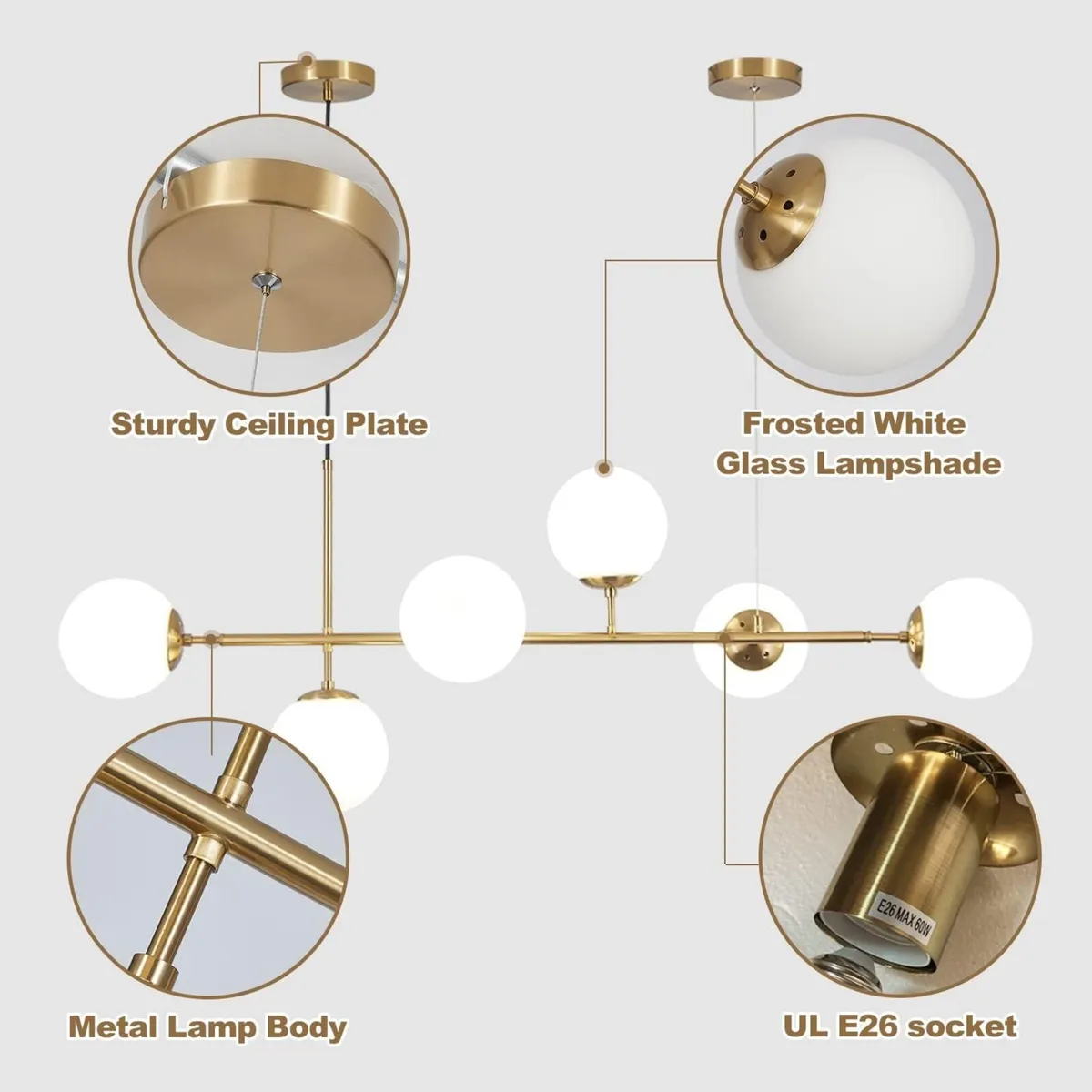 Lighting 6-Light Globe Chandelier Kitchen Island - Image 3