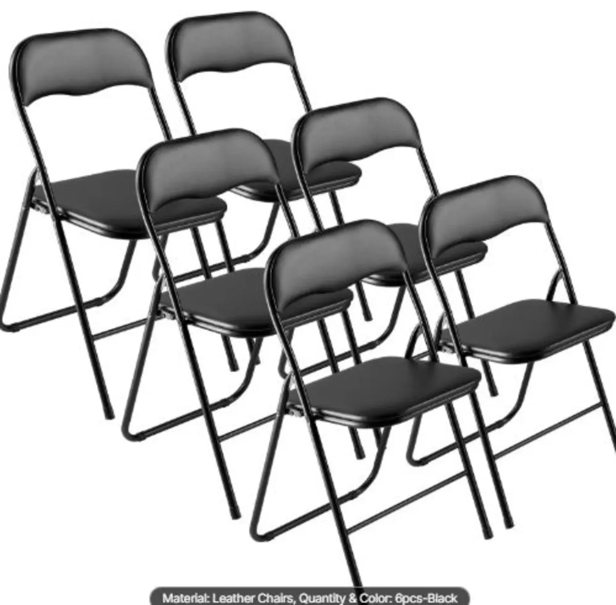 6 Pack Folding Chairs, Foldable Leather Chairs - Image 1