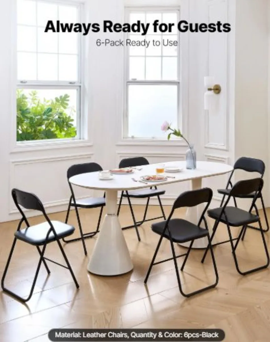 6 Pack Folding Chairs, Foldable Leather Chairs - Image 3