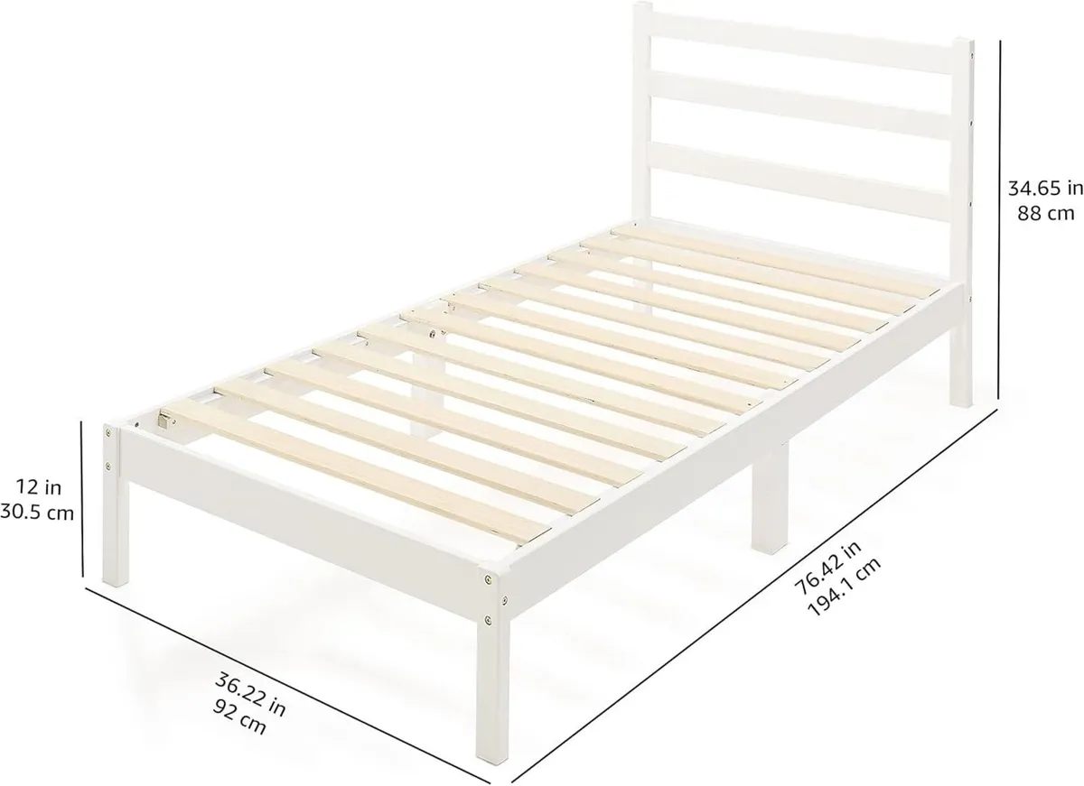 Solid Pine Wood Platform Bed Frame with Ribbed - Image 3