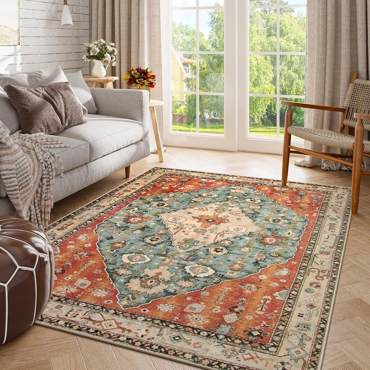 Boho Tribal Area Rug Large Washable Living - Image 1