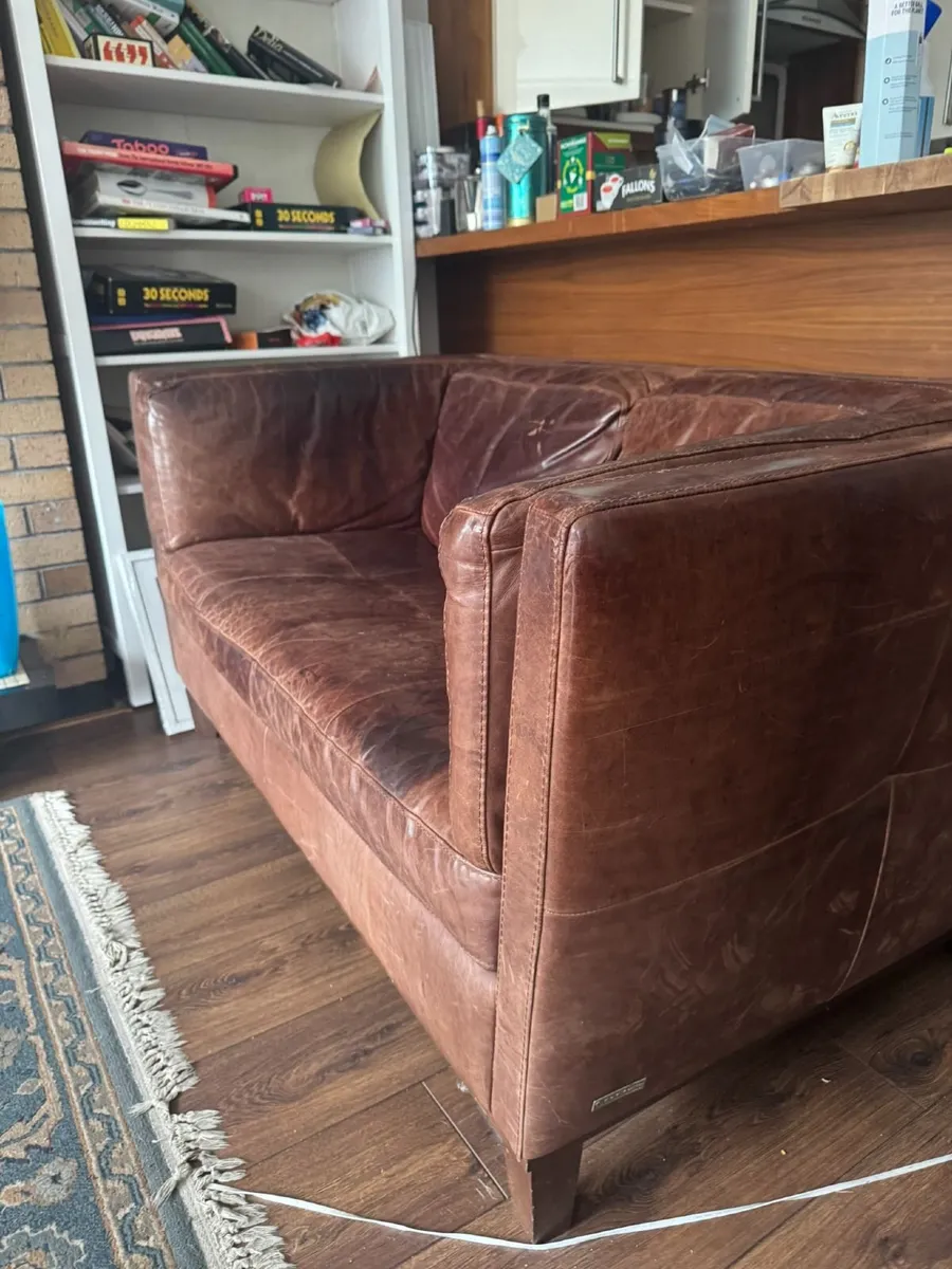 A 2 seater sofa Italian brown leather. - Image 1