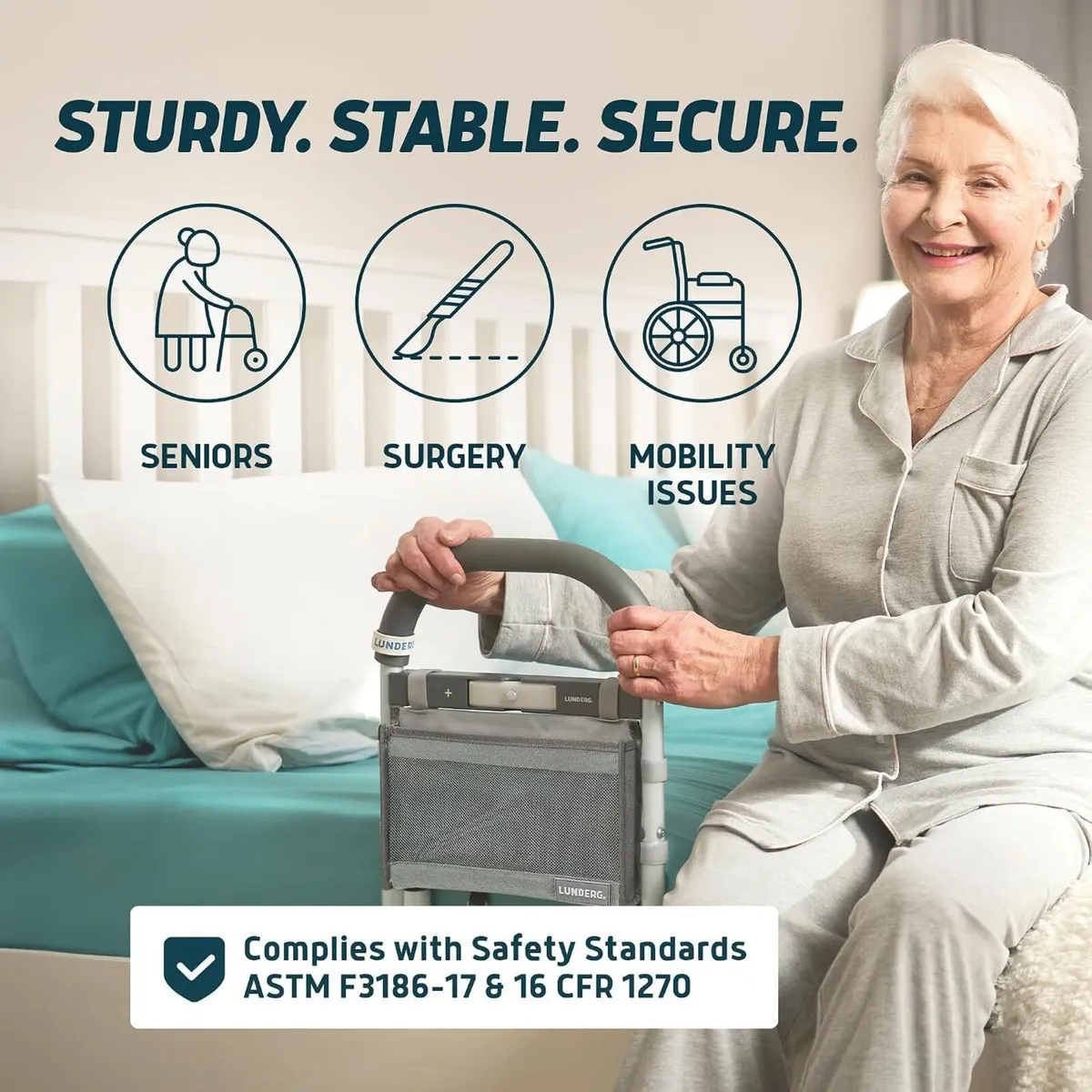 Bed Assist Rail for Seniors with Motion Light - Image 2