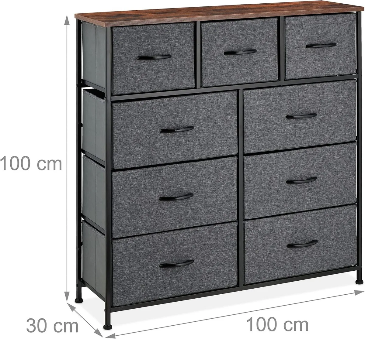 Chest of Drawers Metal 9 Fabric Compartments Shelf - Image 3