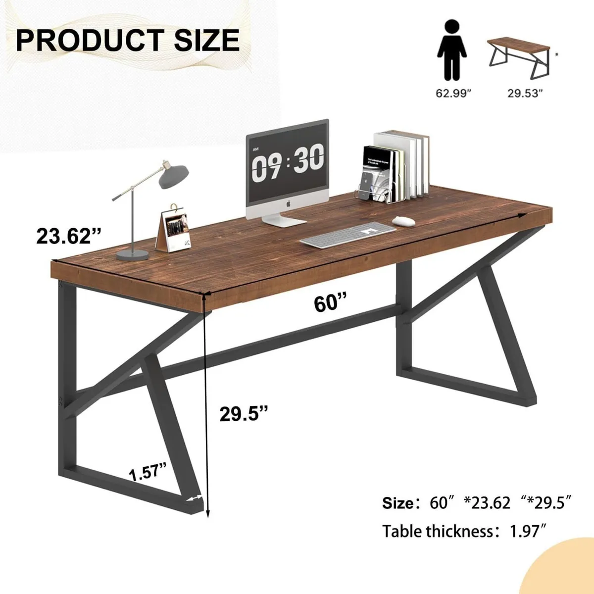 Wood Computer Desk Rustic Home Office Vintage - Image 2
