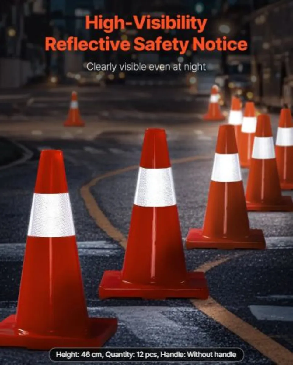 12Pack 18" Traffic Cones, Safety Road Parking - Image 2