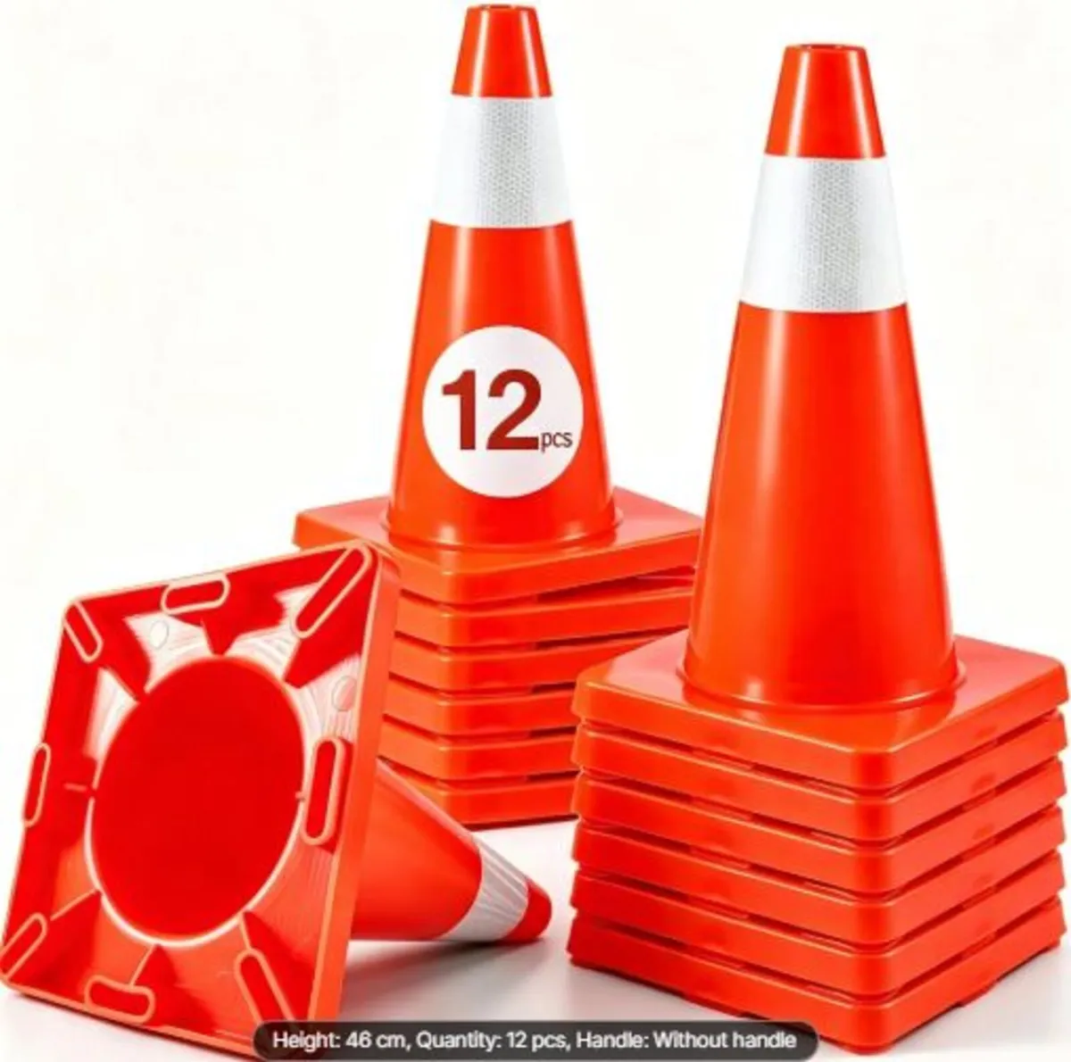 12Pack 18" Traffic Cones, Safety Road Parking - Image 1