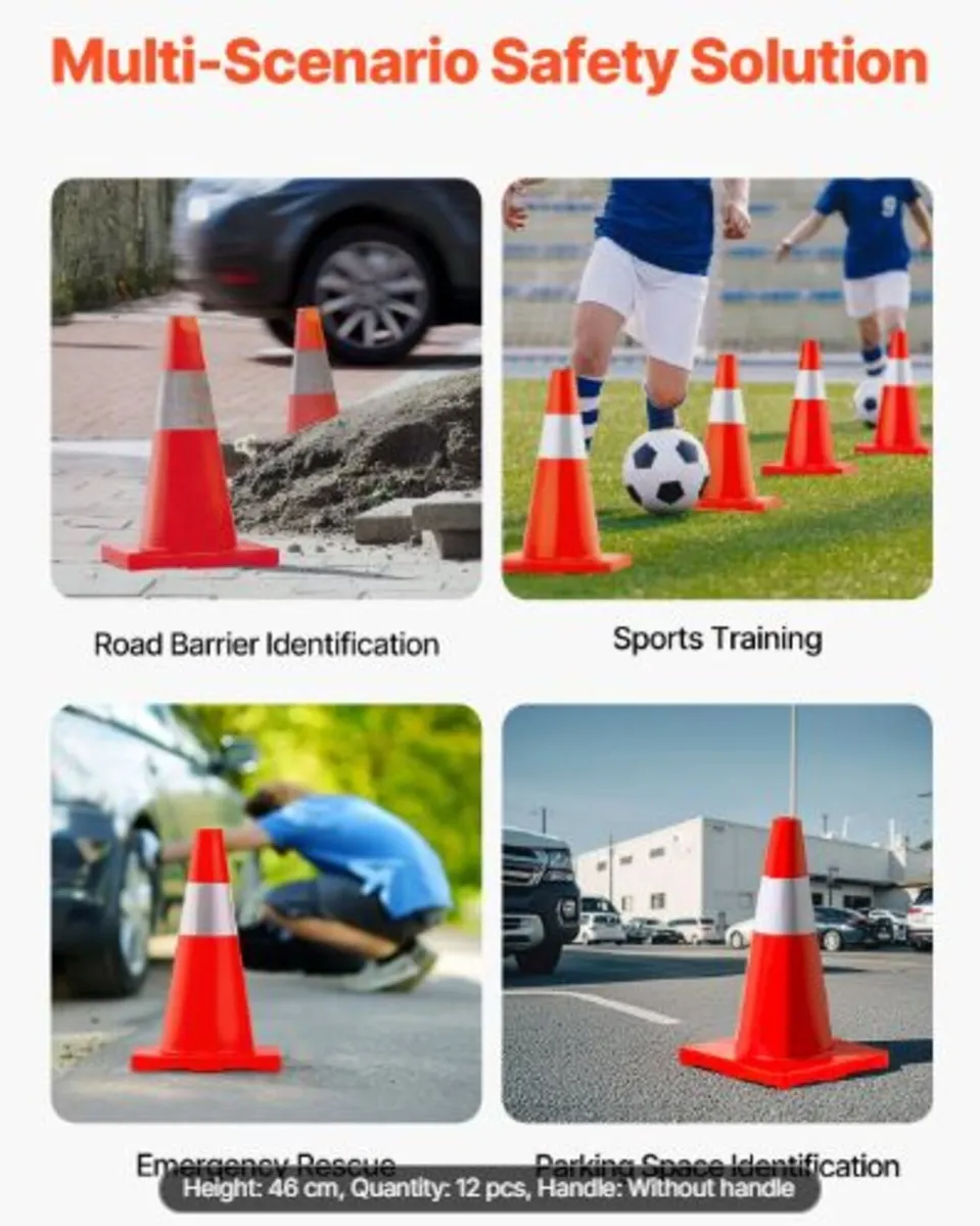 12Pack 18" Traffic Cones, Safety Road Parking - Image 4