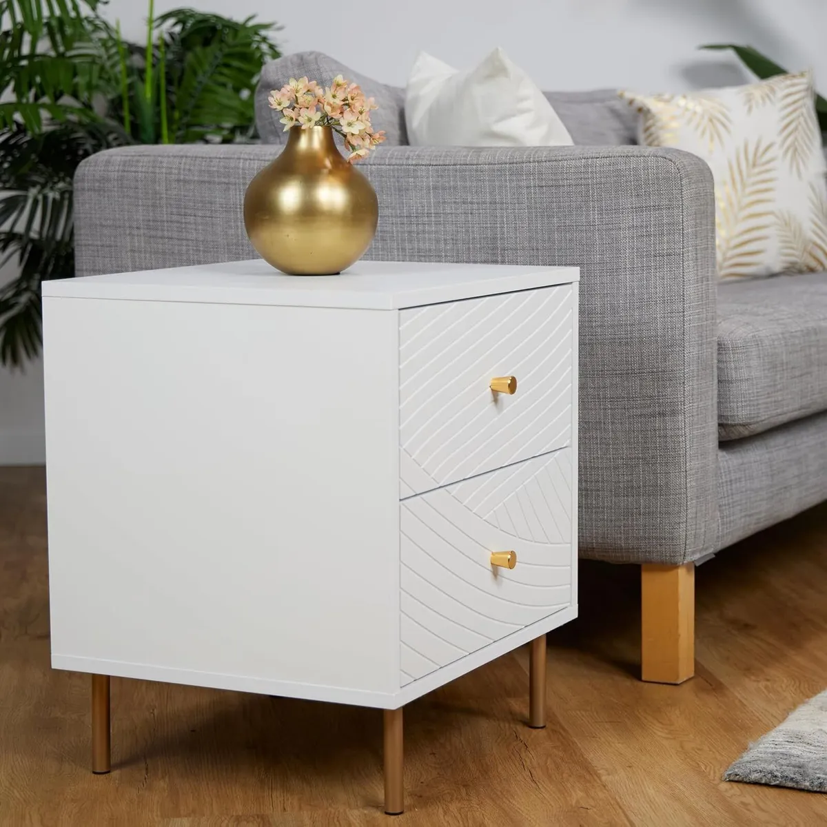 2 Drawers Bedside Cabinet Bedroom Side Table - Image 4