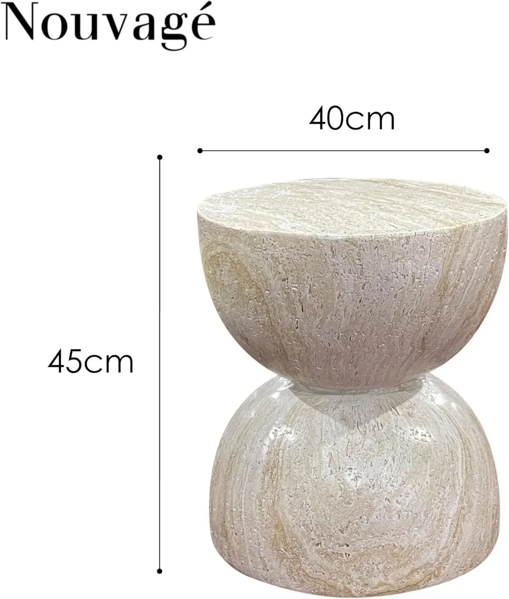 Stone Table Diameter Rounded Coffee and Side - Image 2