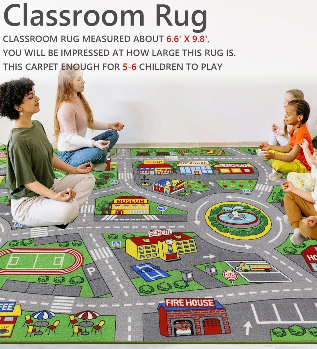 Play Mat Non-Slip Kids Rug City Town - Image 2