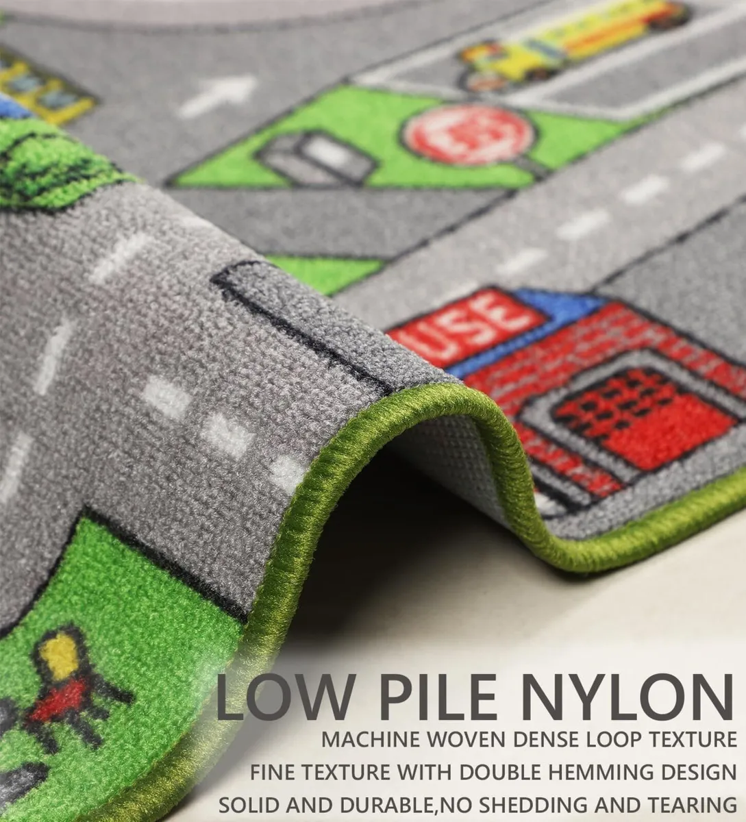 Play Mat Non-Slip Kids Rug City Town - Image 3