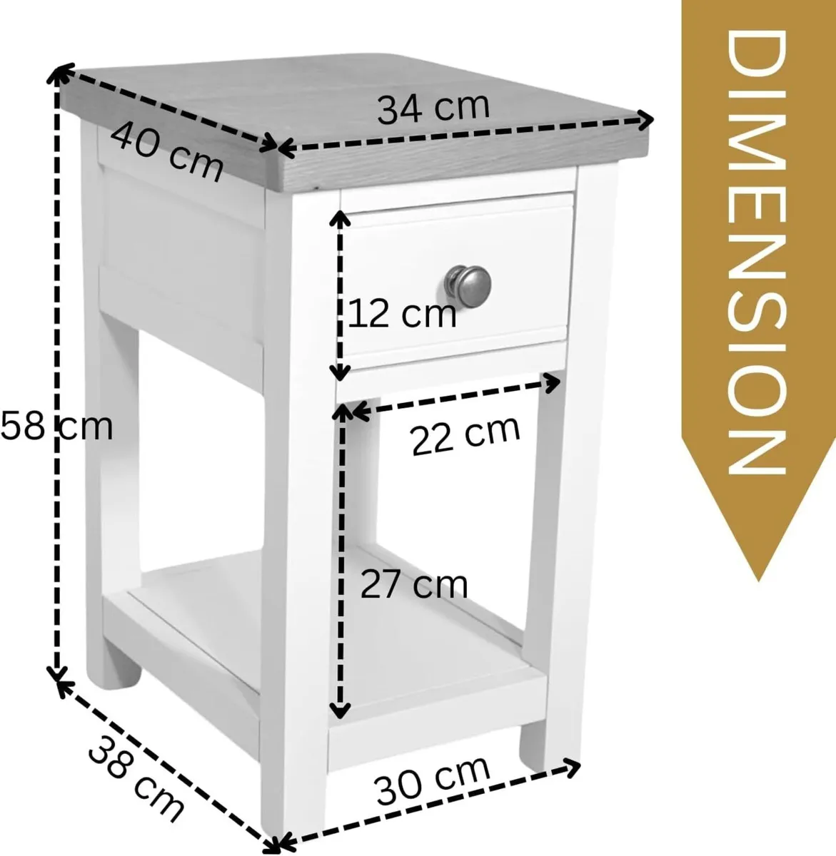 Bedside Table Solid Real Oak Top Cabinet Wood - Image 2
