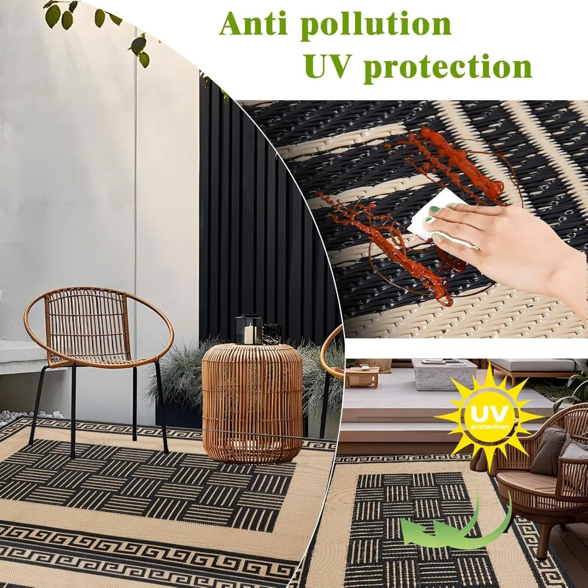 Outdoor Plastic Straw Rug Waterproof Reversible - Image 3