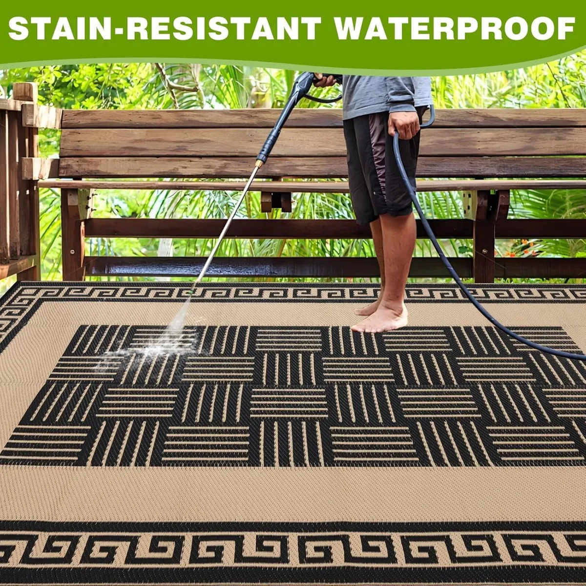 Outdoor Plastic Straw Rug Waterproof Reversible - Image 4