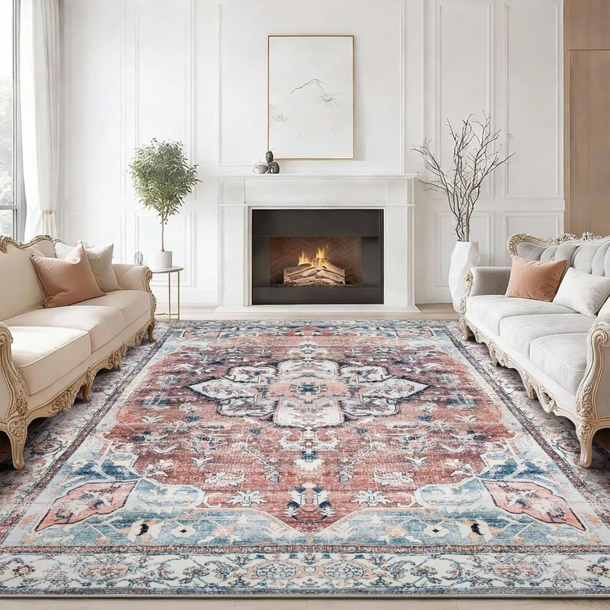 Rugs Living Room Large Boho Rug Vintage Carpet - Image 1