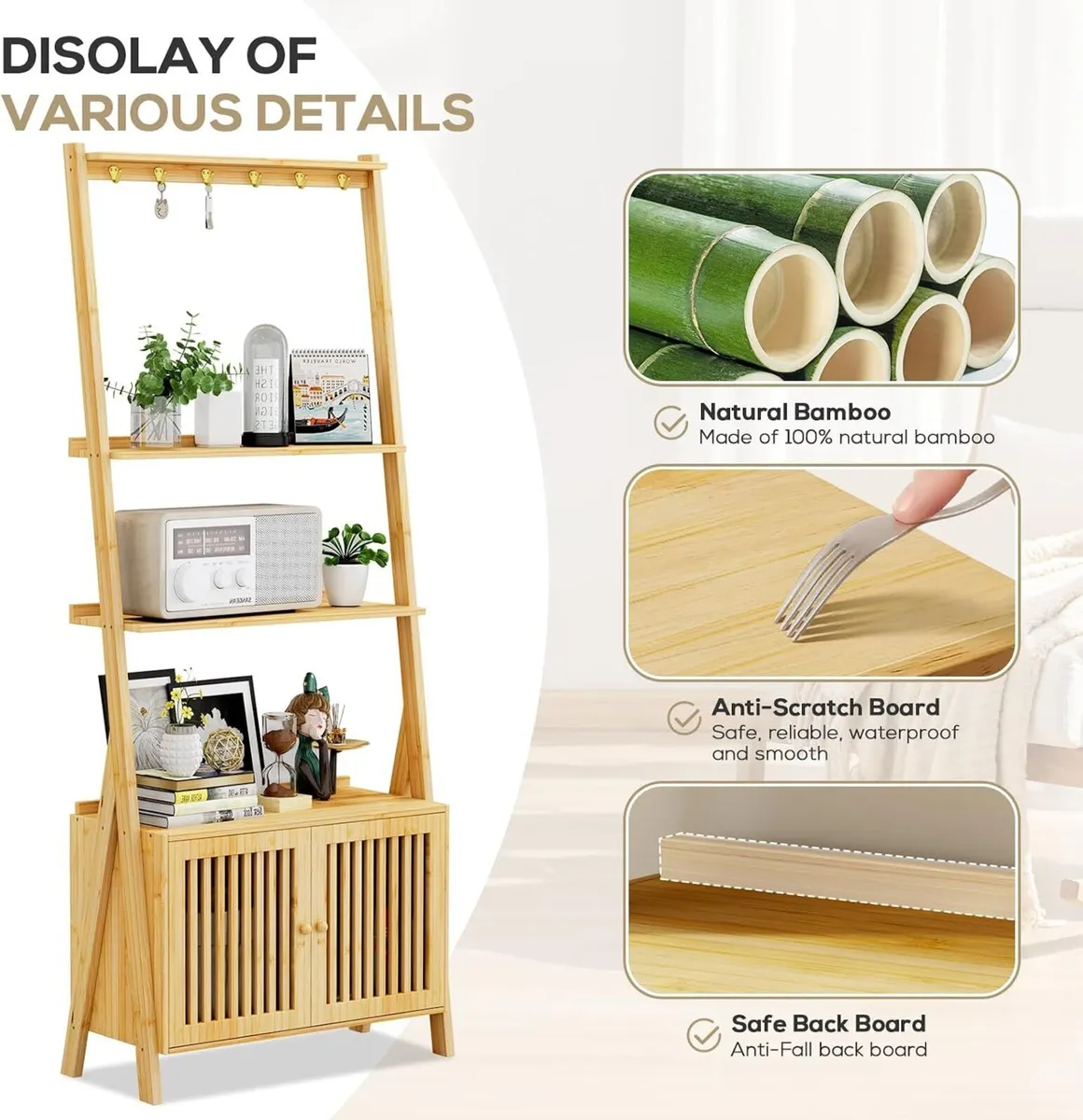 Bookcase with Drawers 4-Tier Bamboo Bookshelf - Image 3
