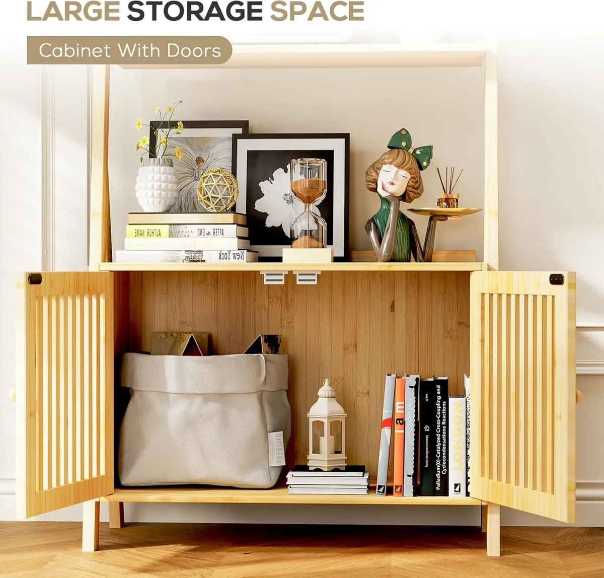 Bookcase with Drawers 4-Tier Bamboo Bookshelf - Image 4