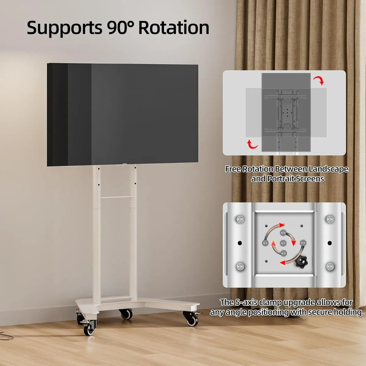 Rotate Mobile TV Stand on Wheels Cart 32-65 - Image 3