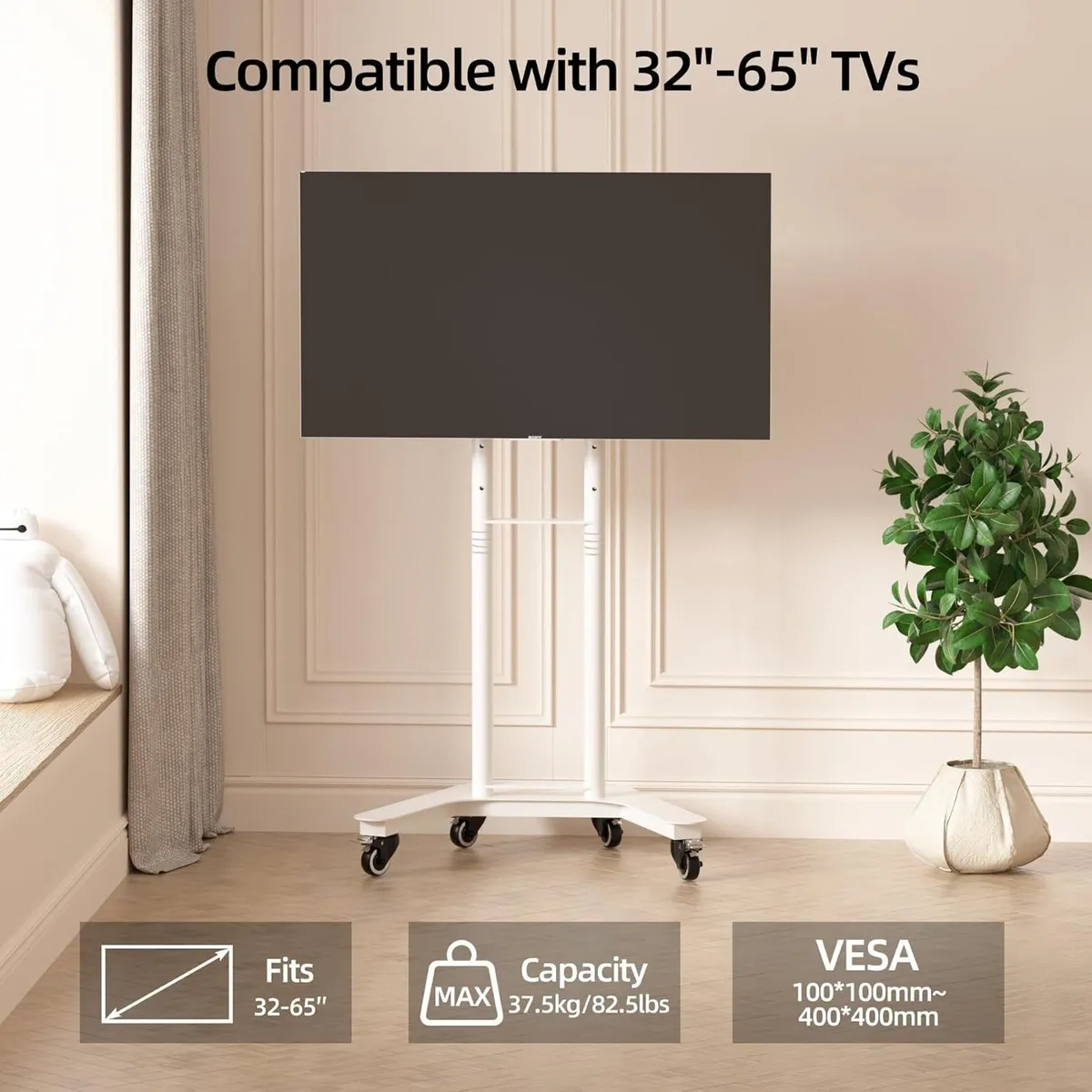 Rotate Mobile TV Stand on Wheels Cart 32-65 - Image 4