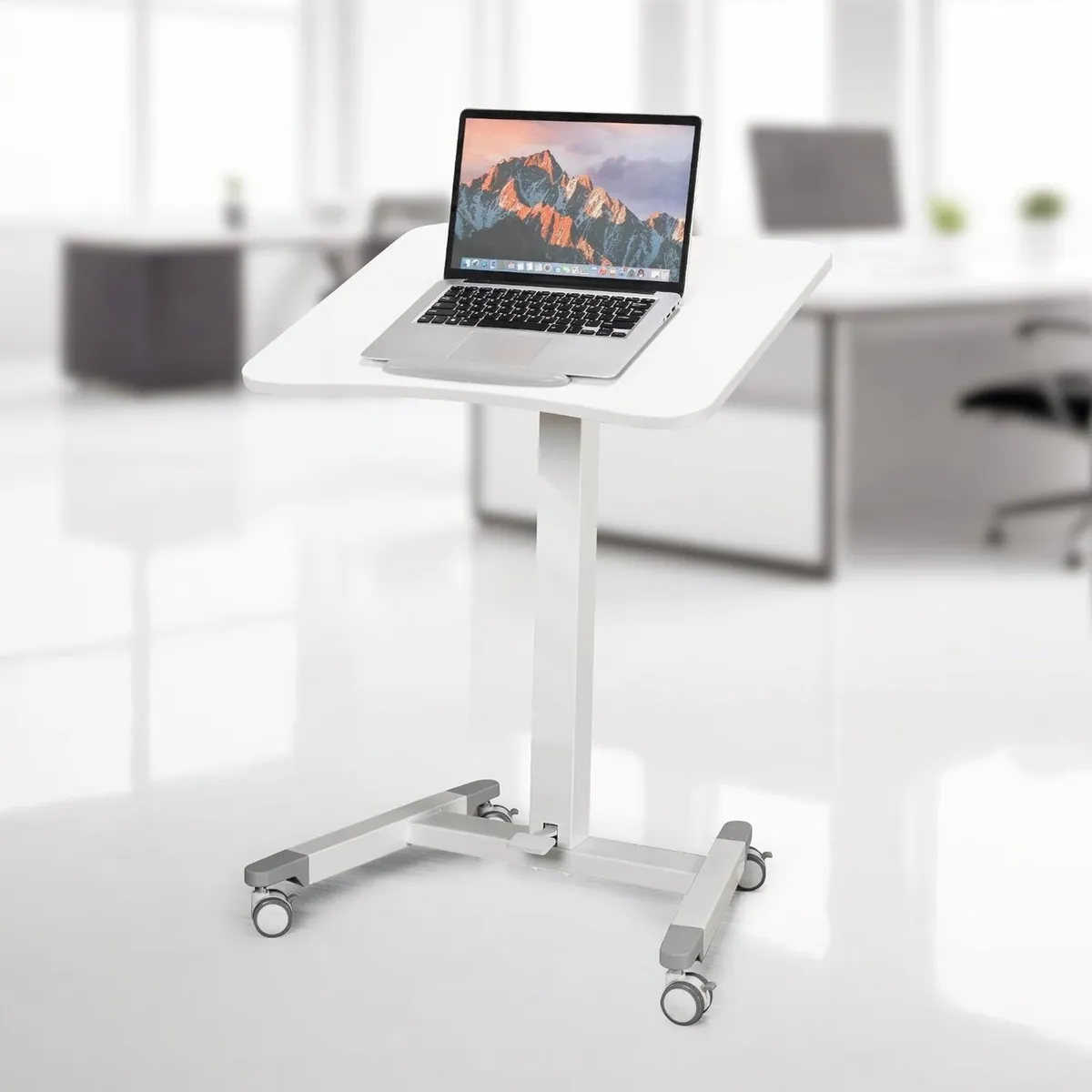 Adjustable Pneumatic Overbed Table with Wheels - Image 2