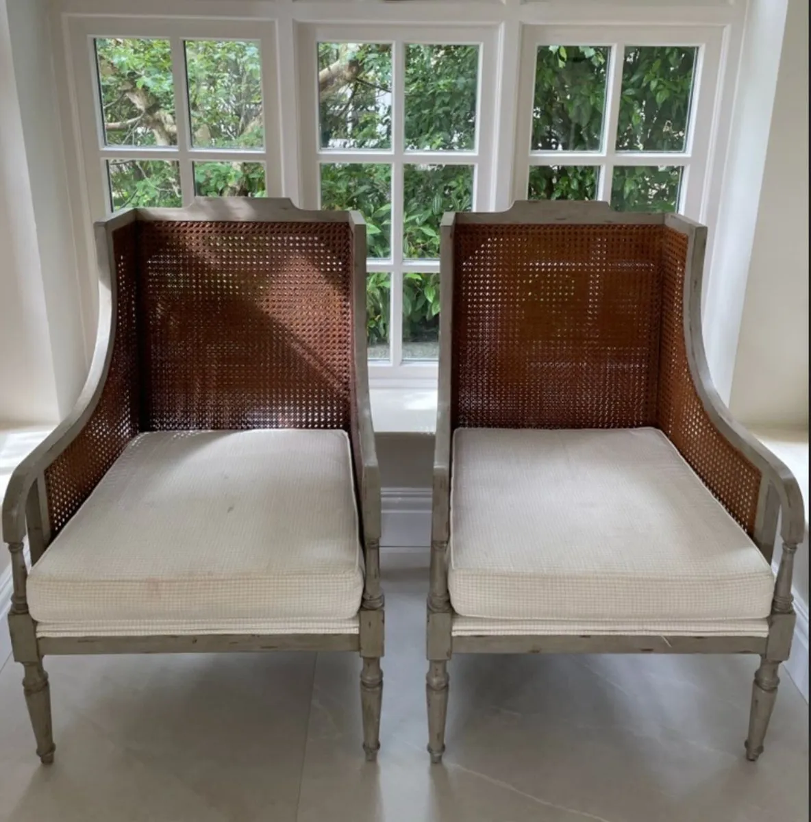 Pair of Premium French Bergère Style Cane Armchair